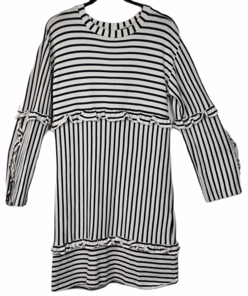 Mads Norgaard Copenhagen Striped Sweater Dress Black White XS